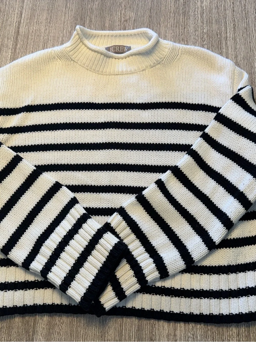 J. Crew Cream Ribbed Crewneck Sweater